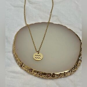 AQUARIUS Coin Necklace | Dainty‎ GOLD Zodiac Pendant Chain